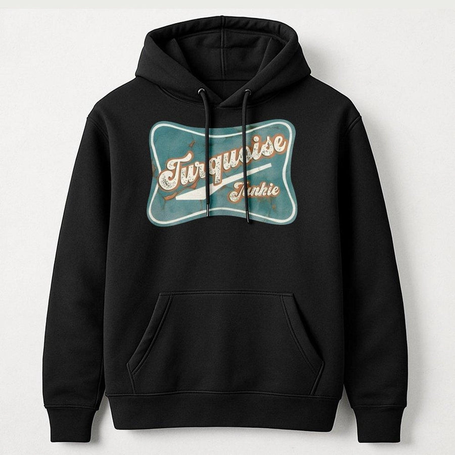 Turquoise Junkie Hoodie | Retro Western Graphic | Premium Cotton Blend | Gift for Cowgirl and Western Style Enthusiast