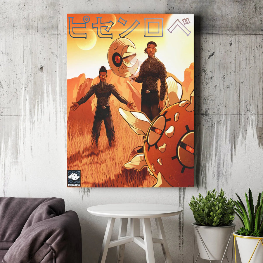 Sci-Fi Alien Landscape Canvas Print | Anime Manga Style Wall Art | Premium Gallery Wrapped Decor | Unique Gift for Anime Fans