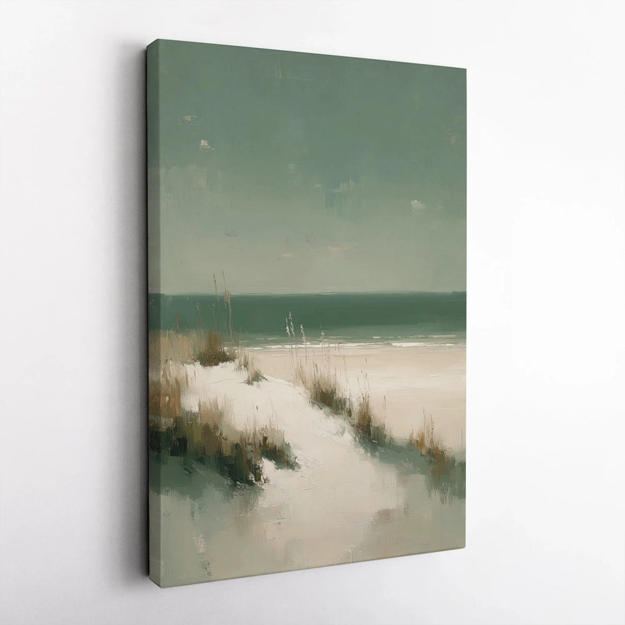 Abstract Seascape Canvas Wall Art | Minimalist Ocean Painting Print with Sand Dunes | Premium Gallery Wrapped Art | Modern Coastal Home Decor Gift