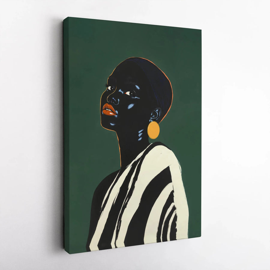 African American Woman Portrait Canvas | Minimalist Black Art Print | Premium 1.25" Gallery Wrap | Modern Home Decor Gift