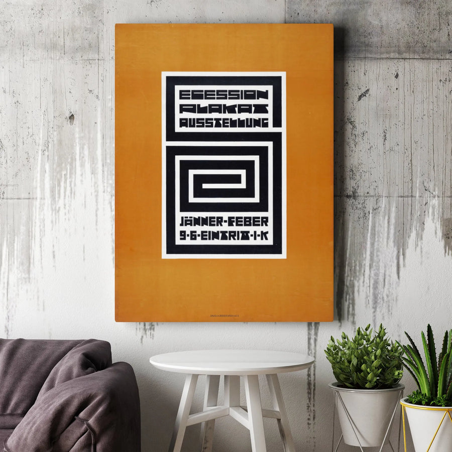 Vienna Secession Exhibition Poster | Geometric Spiral Art Print | Gallery Quality 1.25-Inch Canvas | Modern Minimalist Home Decor Wall Art