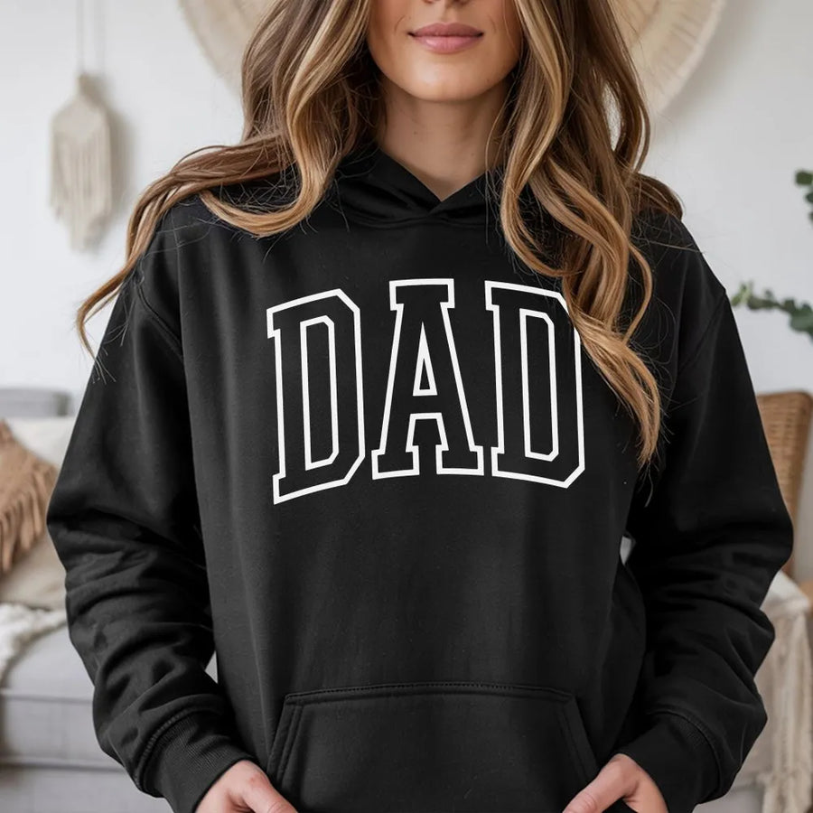 Dad Hoodie | Minimalist Varsity Style | Soft Cotton Blend Pullover | Gift for New Father, Fathers Day Crewneck