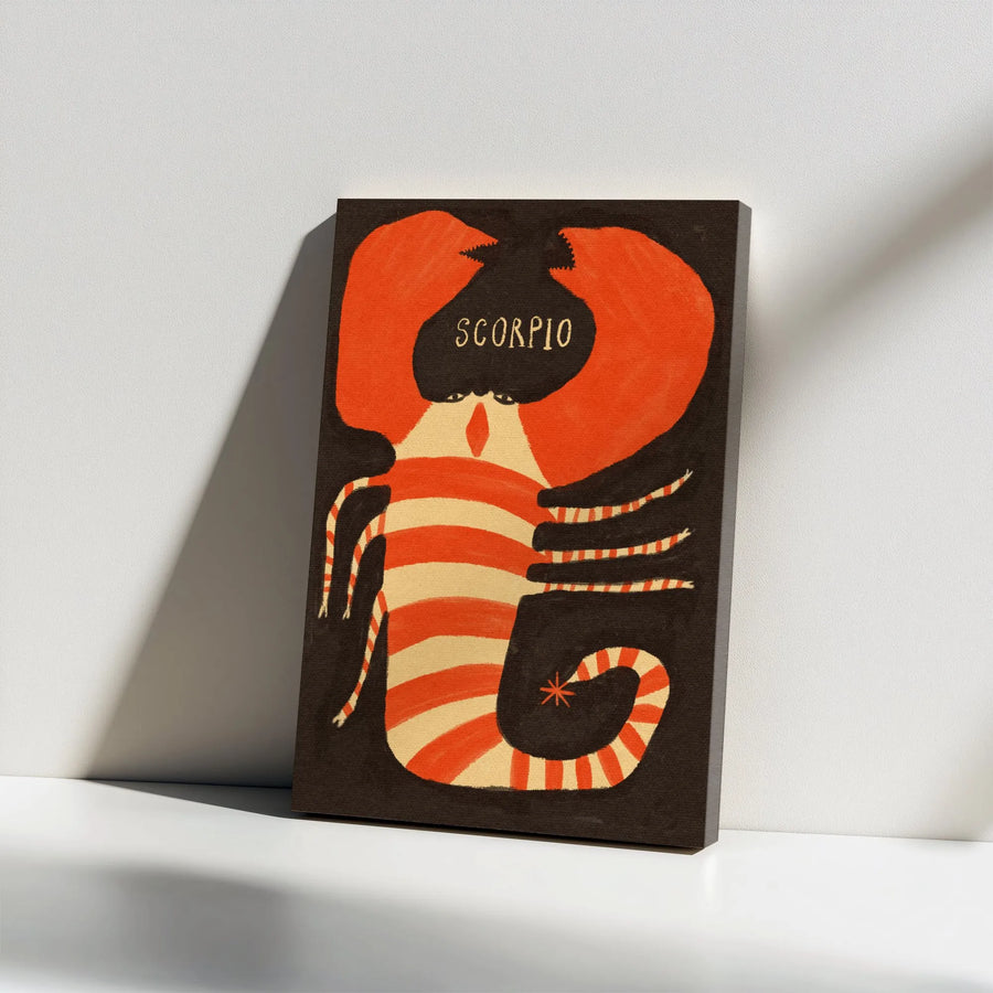 Scorpio Zodiac Canvas Wall Art | Retro Astrology Illustration | Premium Fade-Resistant Print | Spiritual Home Decor Gift