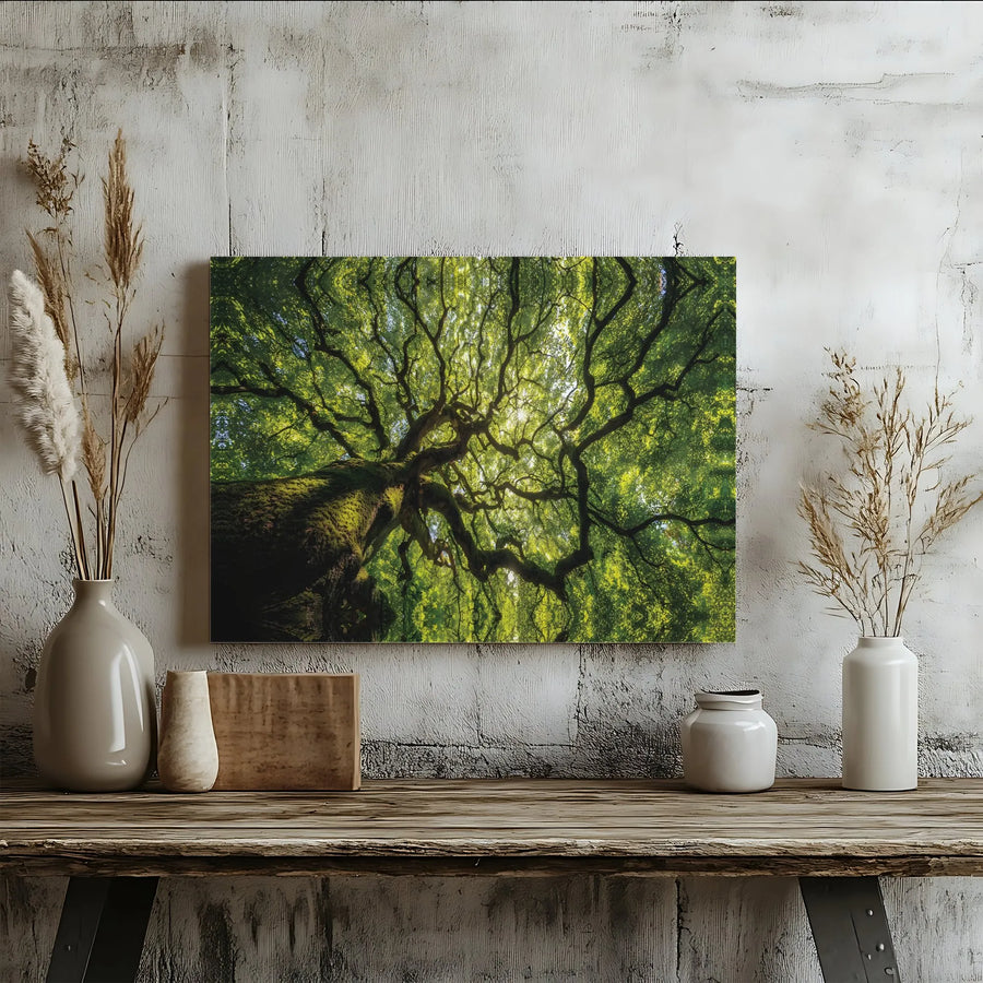 Tree of Life Canvas Wall Art | Kaleidoscopic Enchanted Forest View | Premium Gallery Wrapped Canvas | Nature Lover Living Room Decor Gift