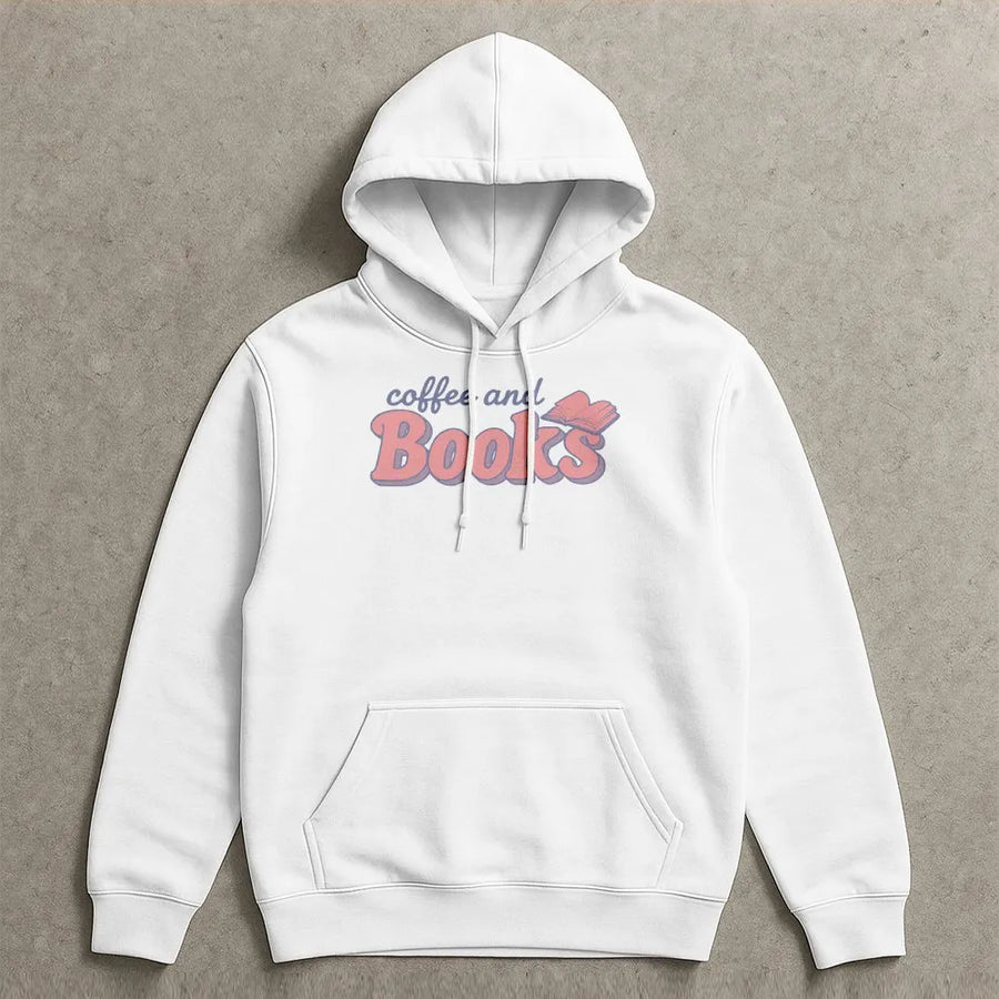 Coffee and Books Hoodie | Cute Reading Aesthetic Graphic | Premium Cotton Blend | Cozy Gift for Book Lovers and Readers