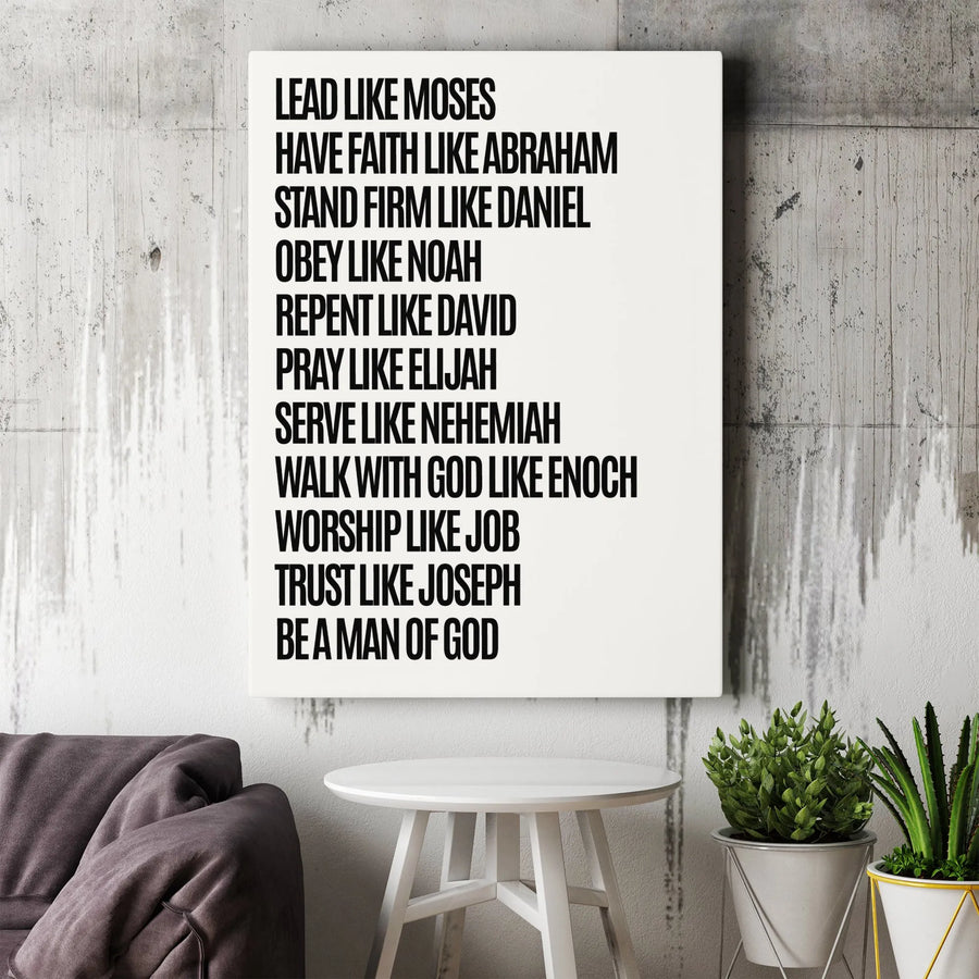 Man Of God Wall Art | Christian Inspirational Scripture Quotes Canvas | Premium Gallery-Wrapped Print | Faith-Based Gift For Men