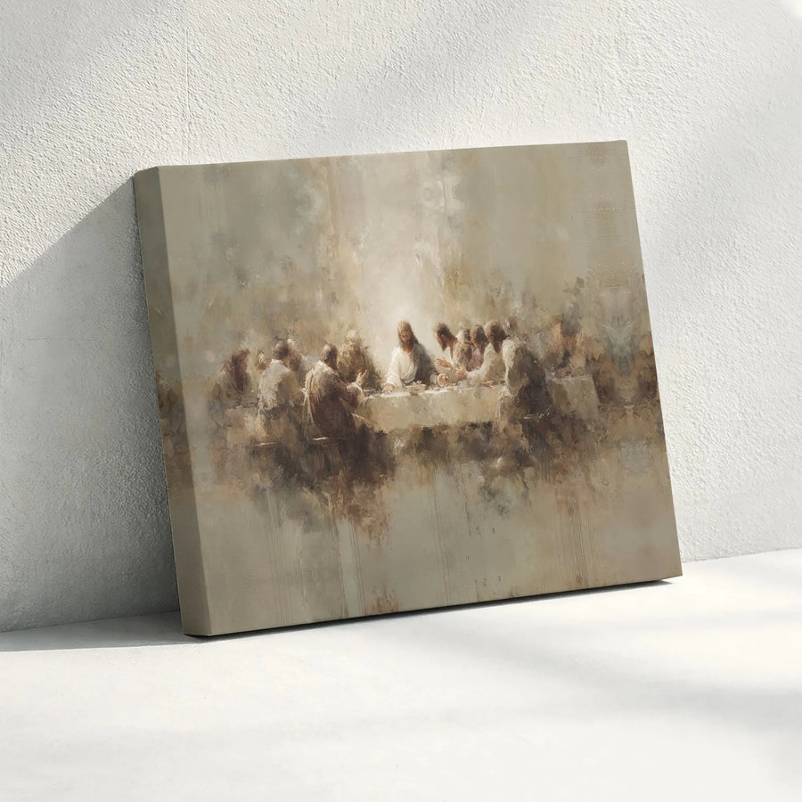 The Last Supper Canvas Wall Art | Modern Abstract Jesus Painting | Premium Matte Canvas Print | Christian Faith Home Decor Gift