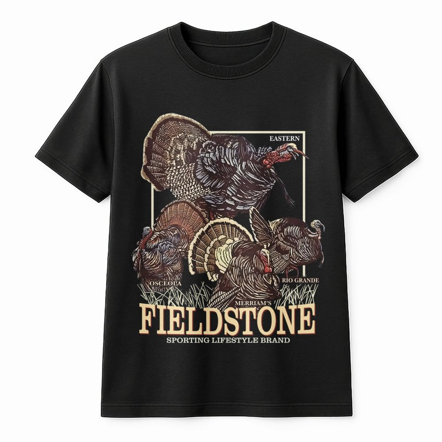 Wild Turkey Hunting T-Shirt | Fieldstone Sporting Lifestyle Graphic | Premium Cotton Apparel | Wildlife Conservation Gift for Hunters