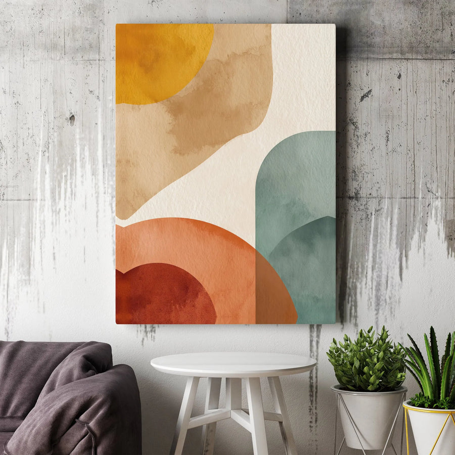 Abstract Boho Wall Art | Earth Tone Watercolor Shapes Print | Premium 1.25" Gallery Wrapped Canvas | Modern Home & Office Decor