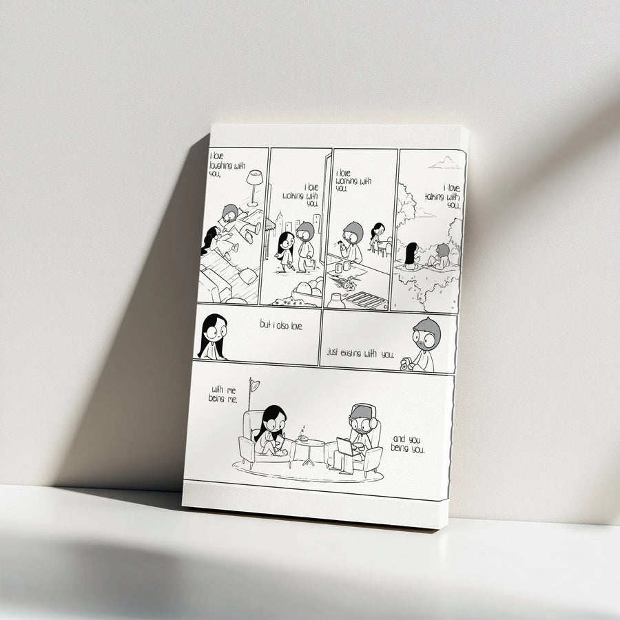 Cute Relationship Comic Canvas Art | Wholesome Couple Story Strip | Premium Fade-Resistant Print | Unique Anniversary Gift for Her or Him