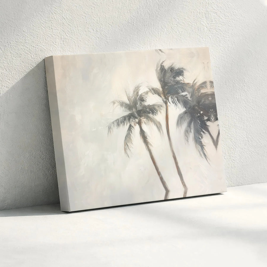 Palm Tree Canvas Wall Art | Serene Coastal Painting Print | Premium Gallery Wrap Canvas | Modern Beach House Decor Gift