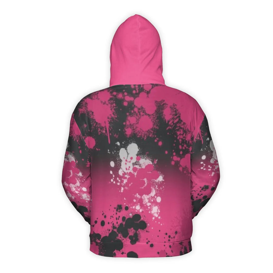 Blessed Graffiti 3D Hoodie | Pink and Black Paint Splatter Cartoon Hands Graphic | Premium Brushed Fleece Pullover | Streetwear Gift for Men and Women