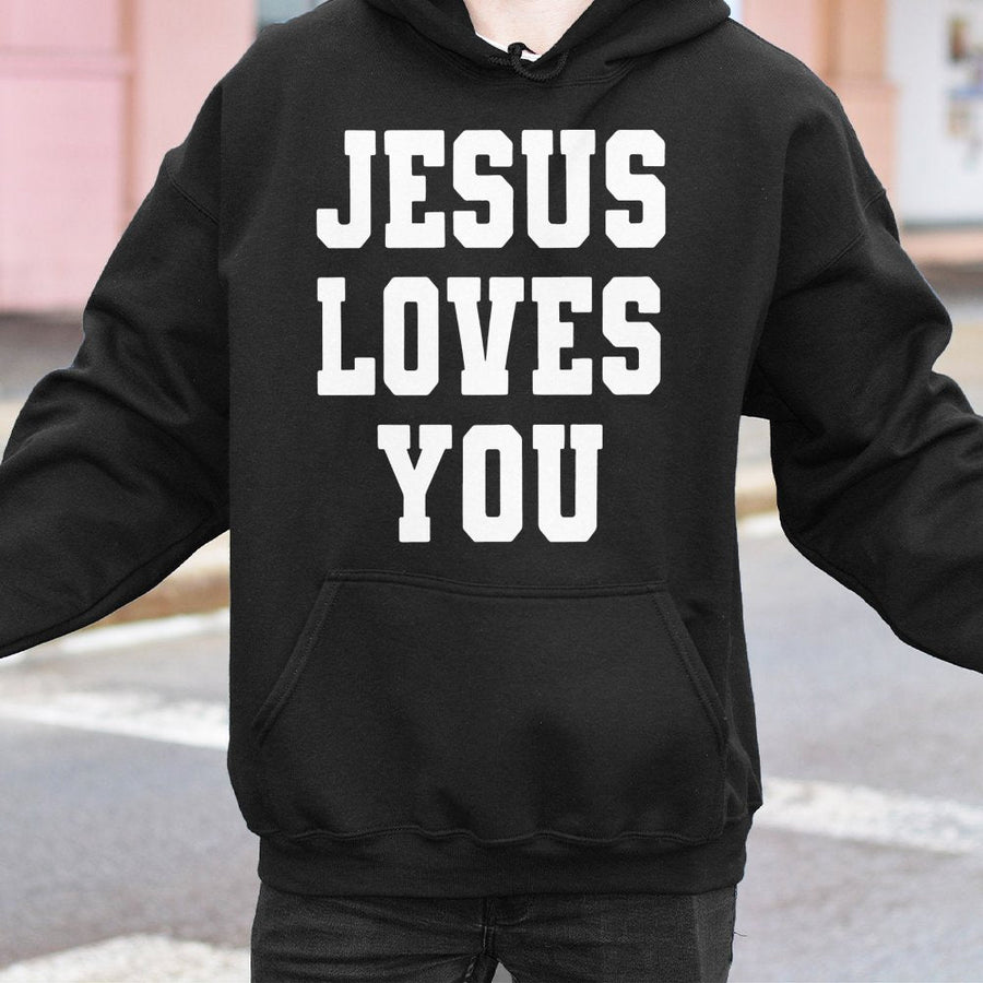 Jesus Loves You Hoodie | Christian Faith Graphic Pullover | Soft Cotton-Blend Premium Apparel | Religious Gift for Men and Women