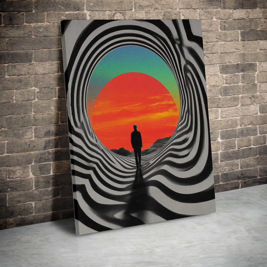 Abstract Psychedelic Canvas Print | Surreal Optical Illusion Landscape | Premium Gallery Wrapped Art | Modern Trippy Wall Decor Gift