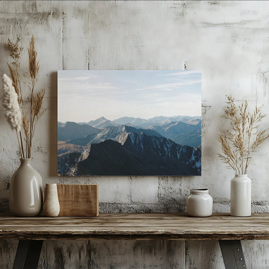 Mountain Landscape Canvas Wall Art | Snow-Capped Peaks Panoramic Print | 1.25 Inch Gallery Wrap | Modern Nature Decor for Living Room Office