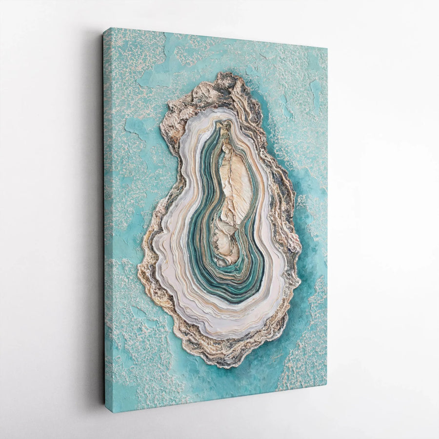 Textured Agate Wall Art | 3D Effect Mineral Slice Print | Premium Gallery Wrapped Canvas | Modern Living Room Decor Gift