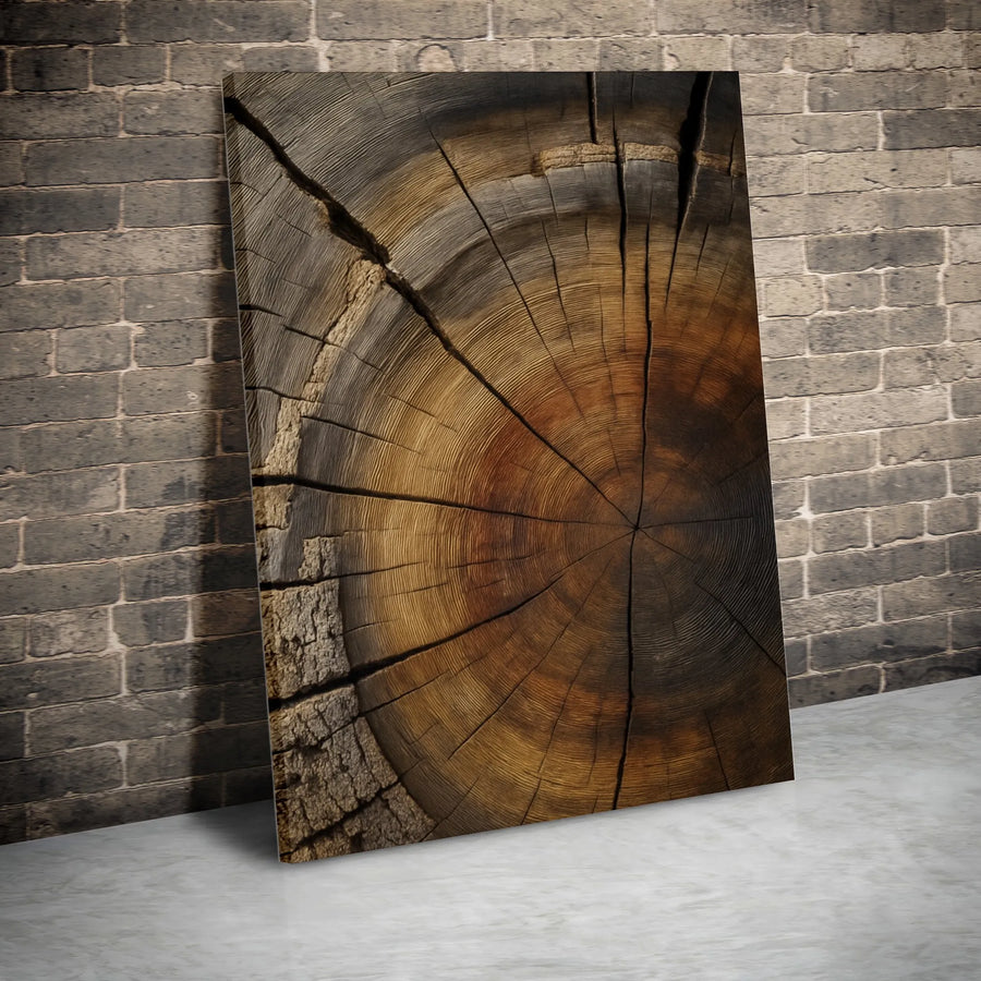 Rustic Tree Ring Canvas Print | Detailed Wood Slice Cross Section | Premium 1.25" Thick Canvas | Gift for Nature Lover Farmhouse Wall Art