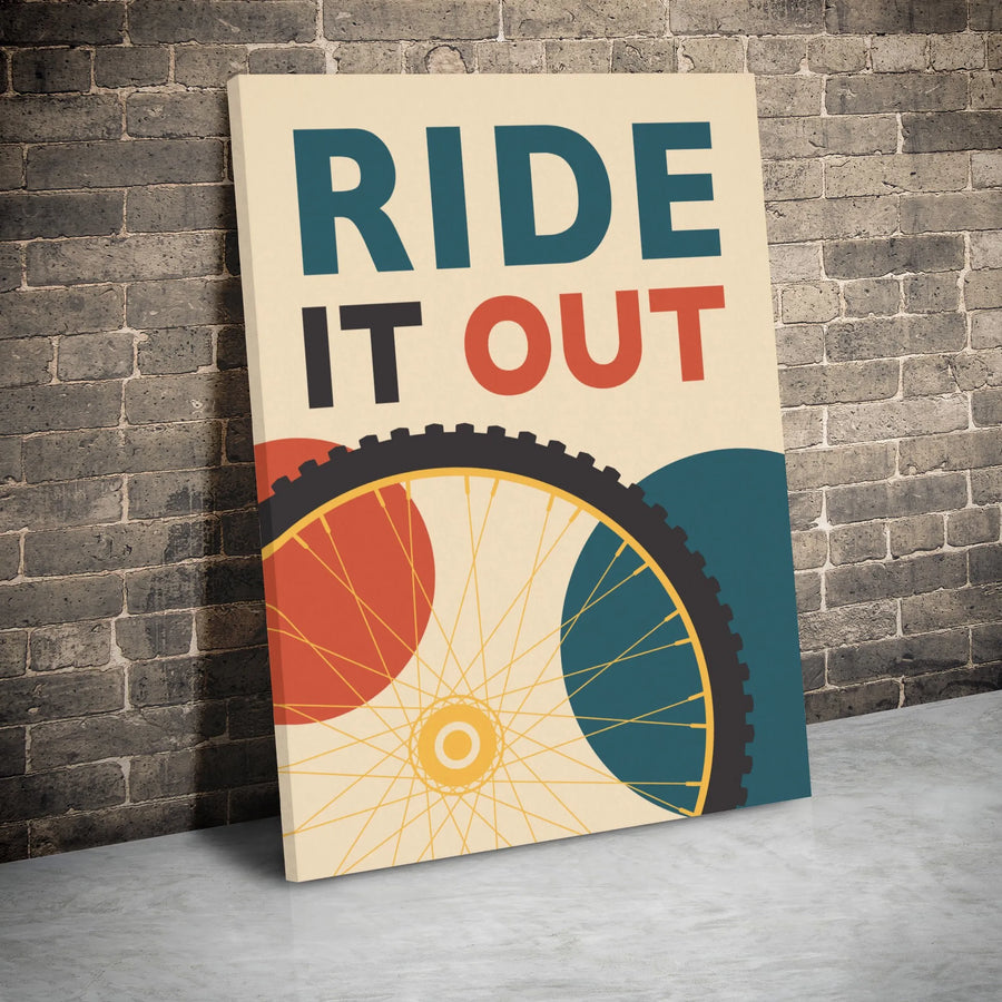Ride It Out Mountain Bike Wall Art | Retro Cycling Graphic Canvas | Premium Gallery Wrap Decor | Gift For Cyclists And MTB Enthusiasts