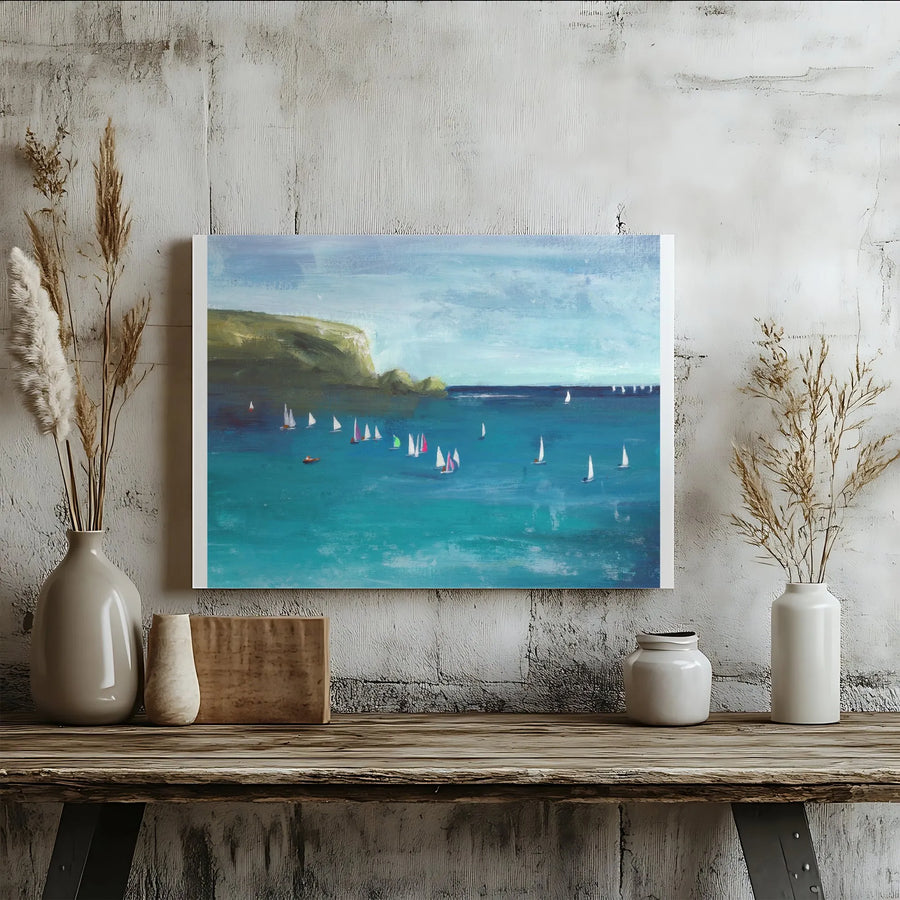 Sailboat Canvas Wall Art | Impressionist Ocean Seascape | Premium Gallery Wrap Canvas | Nautical Wall Decor for Living Room Gift