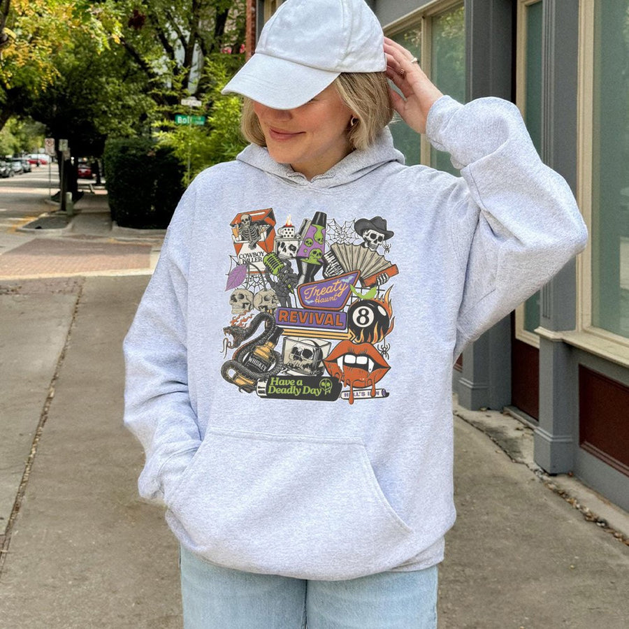 Country Music Graphic Hoodie | Gothic Western Skeleton Art | Premium Cotton-Poly Blend | Unisex Concert Apparel For Fans Of Americana Revival