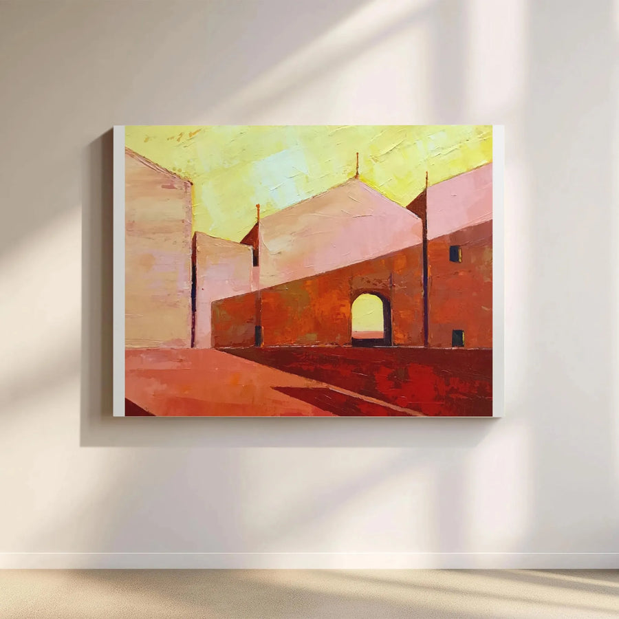 Abstract Cityscape Canvas Wall Art | Textured Geometric Architecture Print | Premium Fade-Resistant Ink | Modern Home Decor Gift