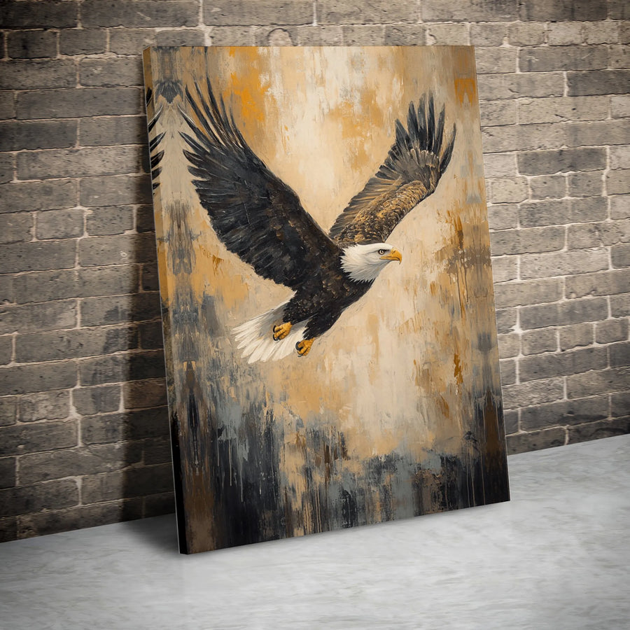 Bald Eagle Canvas Wall Art | Soaring Abstract Wildlife Print | Premium Gallery-Wrapped 1.25" Profile | Patriotic Nature Decor for Office & Home