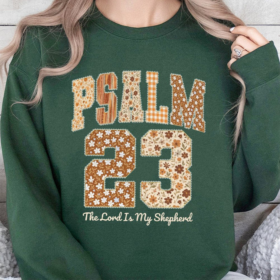 Psalm 23 Sweatshirt | The Lord Is My Shepherd Bible Verse | Floral Boho Christian Faith Apparel | Unisex Premium Cotton Blend Gift for Women