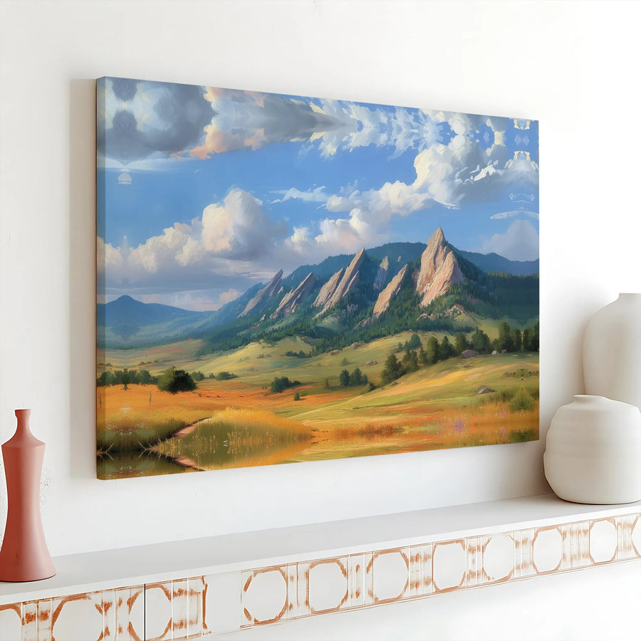 Flatirons Mountain Landscape Canvas Print | Boulder Colorado Scenic Wall Art | Premium Gallery Wrap Decor | Nature Lover Living Room Gift