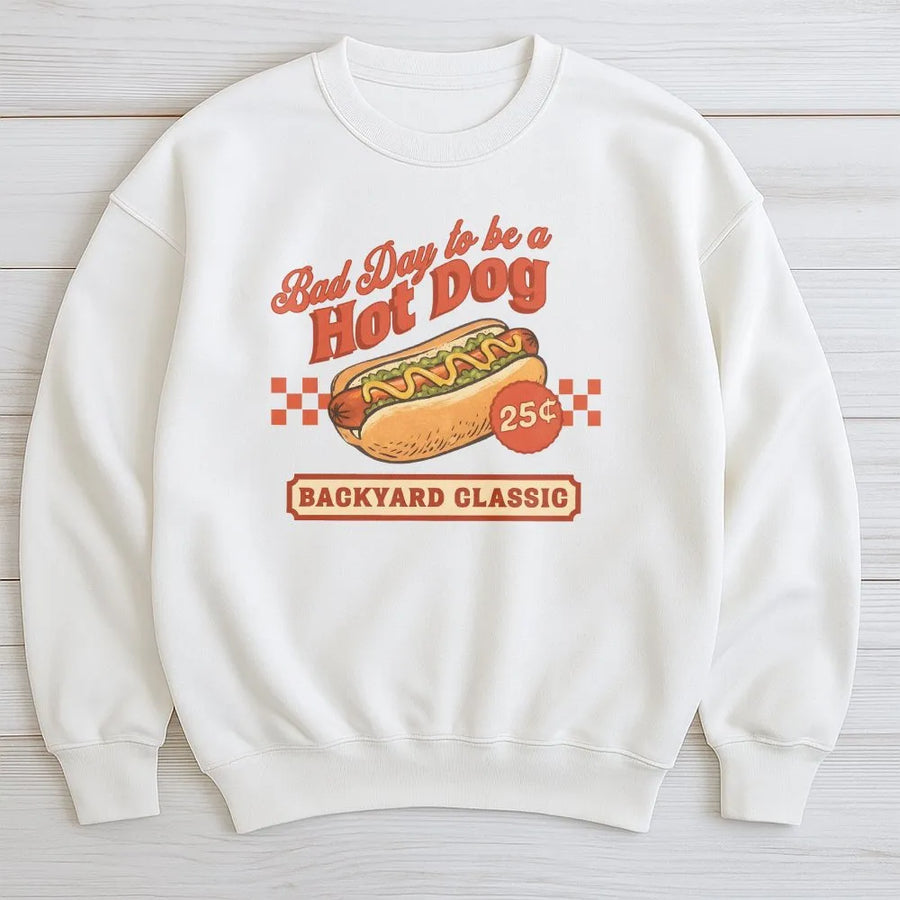 Funny Hot Dog Sweatshirt | Retro BBQ Graphic Pullover | Premium Soft Cotton Blend | Patriotic Summer Cookout Gift for Foodies