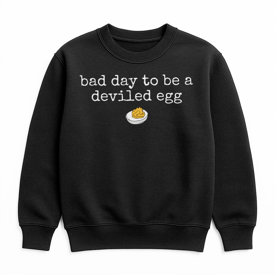 Bad Day To Be A Deviled Egg Sweatshirt | Funny Thanksgiving Food Pun | Premium Cotton Blend | Unisex Gift For Friendsgiving Holiday Parties