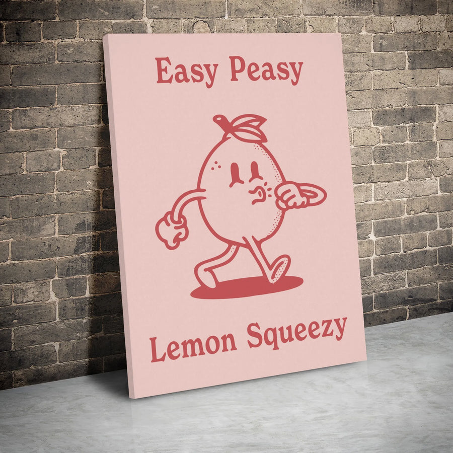 Easy Peasy Lemon Squeezy Canvas Art | Retro Cartoon Whistling Lemon Wall Decor | Premium 1.25 Inch Gallery Wrap | Aesthetic Kitchen & Dorm Gift