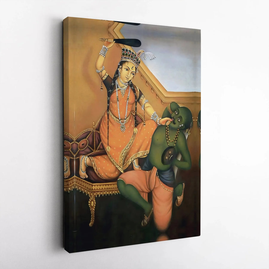 Hindu Goddess Canvas Wall Art | Traditional Indian Painting Print | Thick Gallery Wrapped Canvas | Spiritual Home Decor Gift
