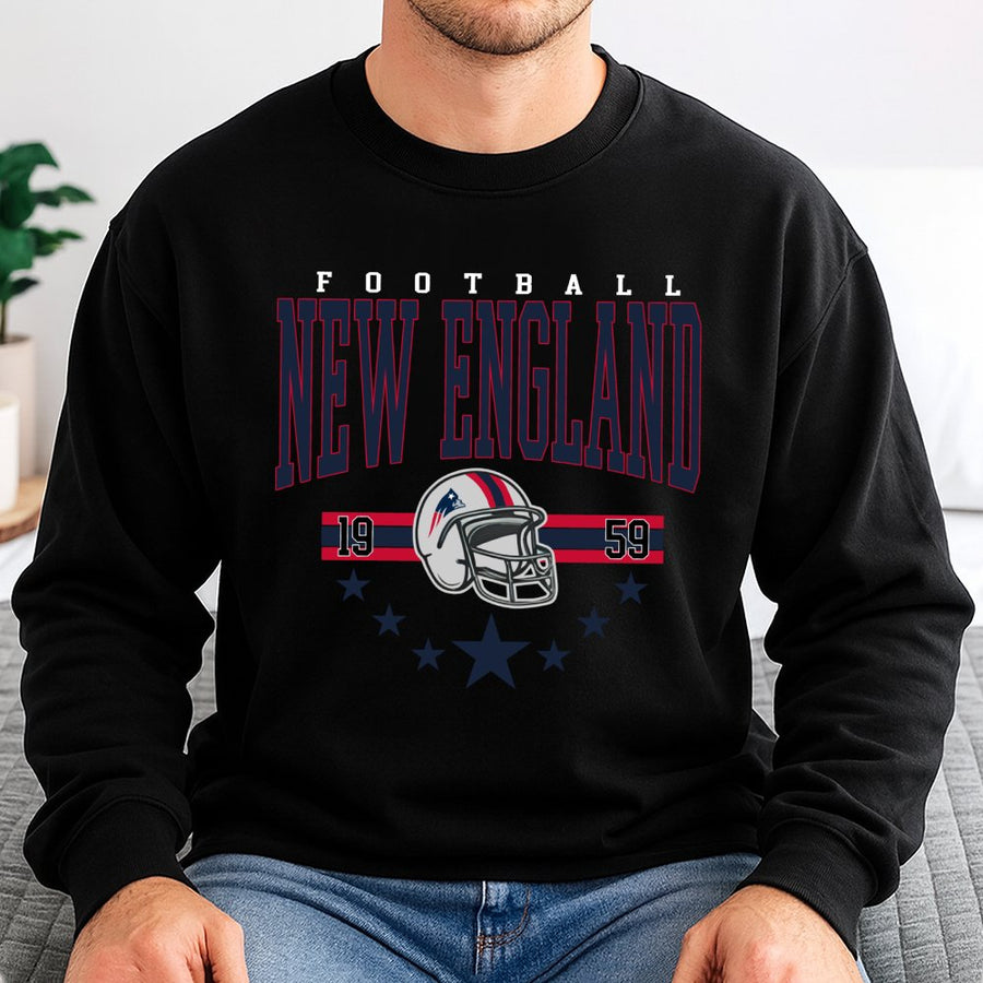 Football New England 19 59 With Patriots Throwback Helmet Sweatshirt