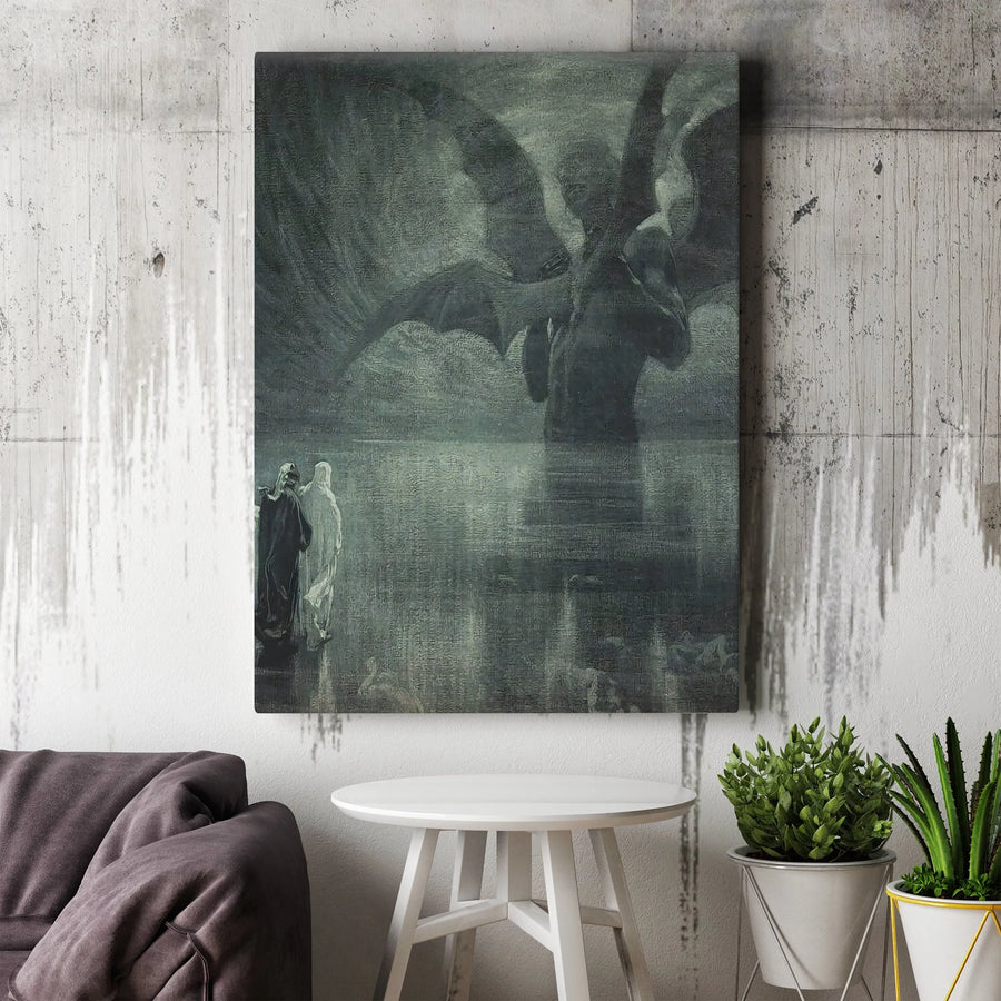 Gustave Dore Dante Inferno Lucifer Canvas | Classic Literature Wall Art | Premium Gallery-Wrapped Print | Dark Academia Home Decor Gift