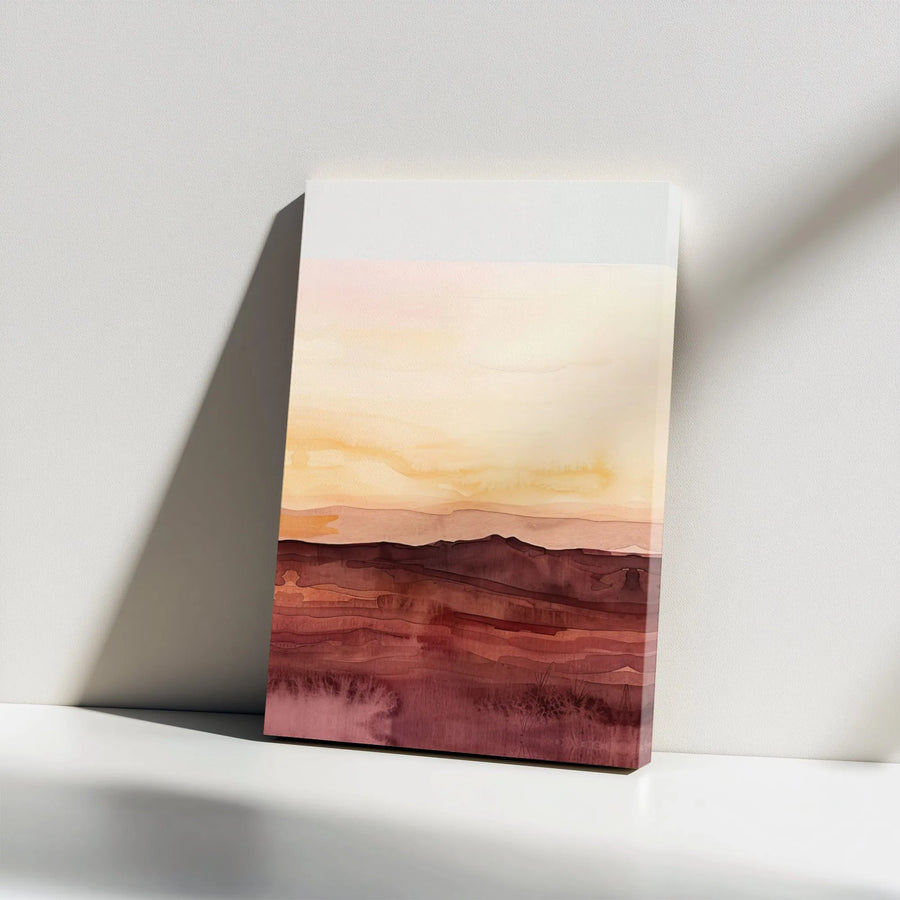 Abstract Desert Landscape Canvas | Warm Terracotta Watercolor Art | 1.25 Inch Gallery Wrap | Modern Boho Home Office Decor