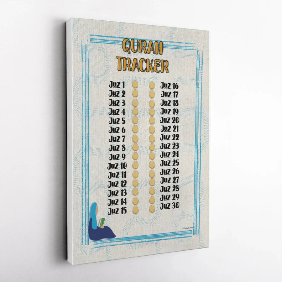 Quran Tracker Canvas Wall Art | 30 Juz Reading Progress Chart | Premium High-Resolution Print | Islamic Home Decor Gift for Ramadan