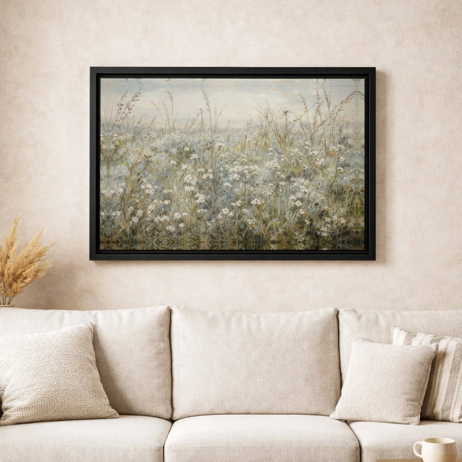 Wildflower Field Canvas Wall Art | Impressionist Meadow Landscape | Premium Gallery Wrapped Decor | Nature-Inspired Home Gift for Living Room