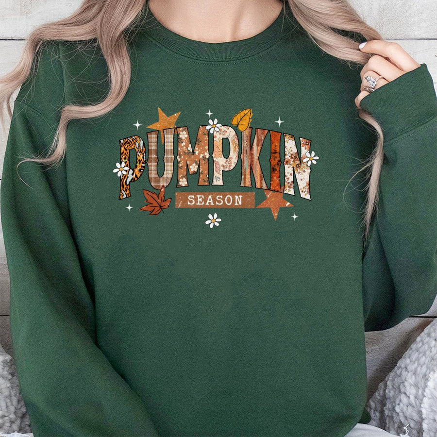 Pumpkin Season Sweatshirt | Boho Fall Aesthetic Graphic | Premium Cotton Blend | Cozy Autumn Gift for Her