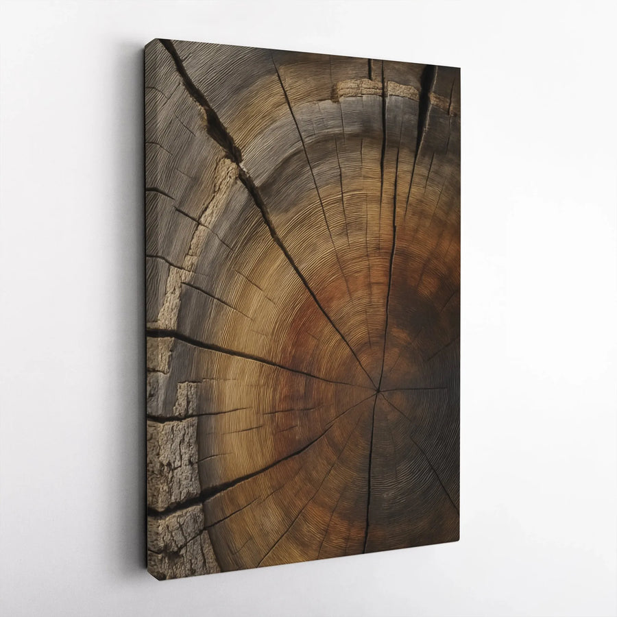 Tree Rings Canvas Wall Art | Rustic Wood Grain Cross-Section Print | 1.25-Inch Gallery Wrap | Modern Farmhouse Home Decor
