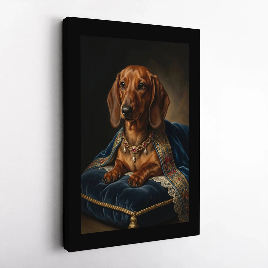 Royal Dachshund Portrait Canvas | Renaissance Style Regal Pet Art | Premium Gallery Wrap | Collector's Gift for Wiener Dog Mom