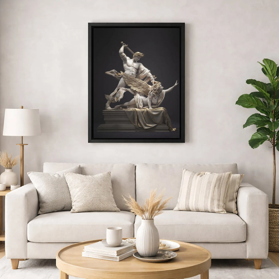 Perseus Slaying Medusa Canvas Print | Greek Mythology Statue Wall Art | Premium 1.25 Inch Gallery Wrap | Classic History Home Decor Gift