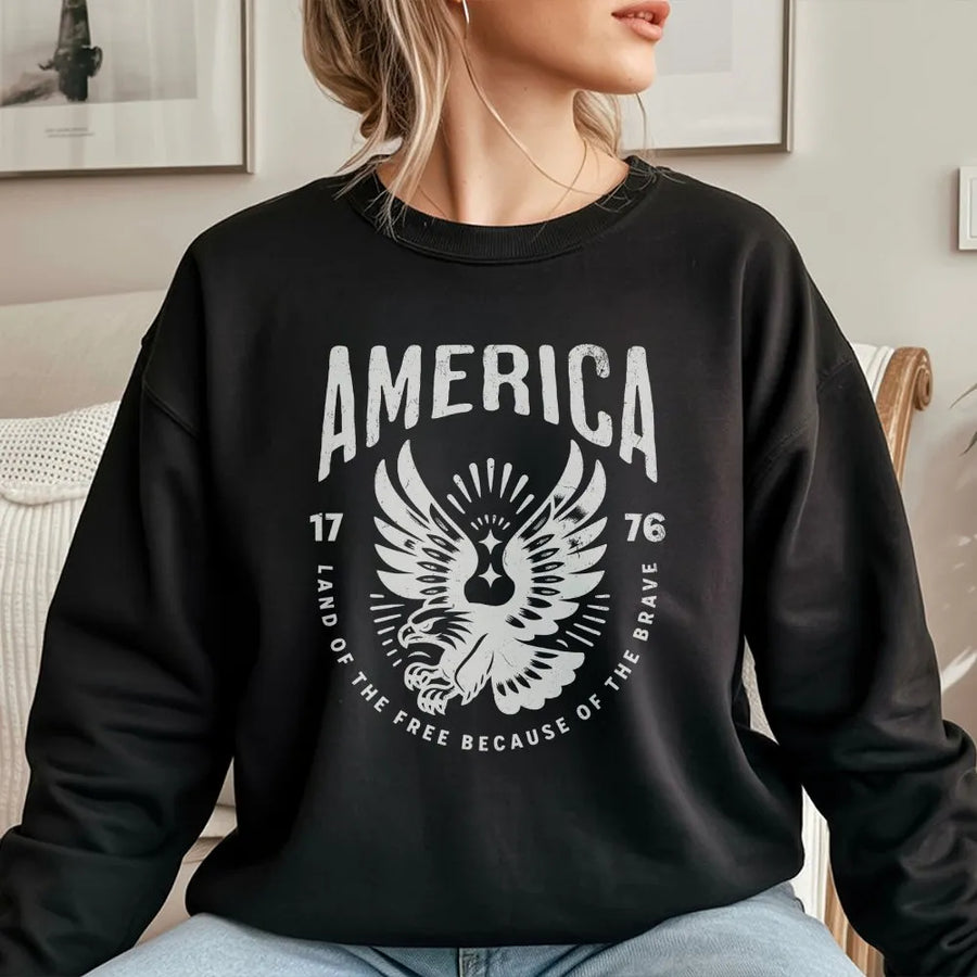 Patriotic 1776 Eagle Sweatshirt | Vintage America Graphic Sweatshirt | Soft Cotton Poly Blend | 4th of July Gift for Men and Women