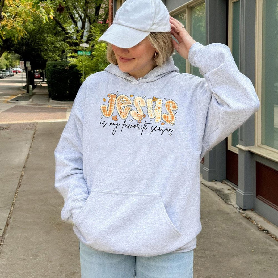 Jesus Is My Favorite Season Hoodie | Fall Aesthetic Christian Sweatshirt | Cotton-Polyester Blend | Trendy Faith Gift For Women & Men