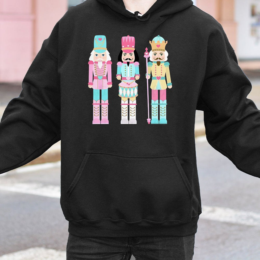 Nutcracker Christmas Hoodie | Cute Pastel Ballet Soldiers Graphic | Premium Cotton Blend | Holiday Gift for Women and Nutcracker Fans