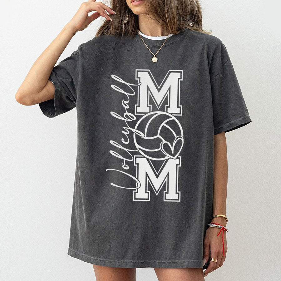 Volleyball Mom T-Shirt | Heart Volleyball Graphic Design | 100% Soft Cotton Premium Tee | Gift for Volleyball Player Mom Game Day Apparel