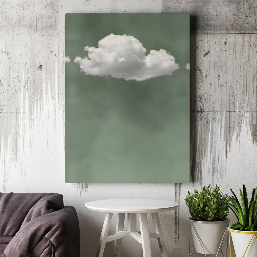 Minimalist Cloud Wall Art | Sage Green Abstract Canvas Print | Premium Gallery Wrap Decor | Modern Living Room Gift