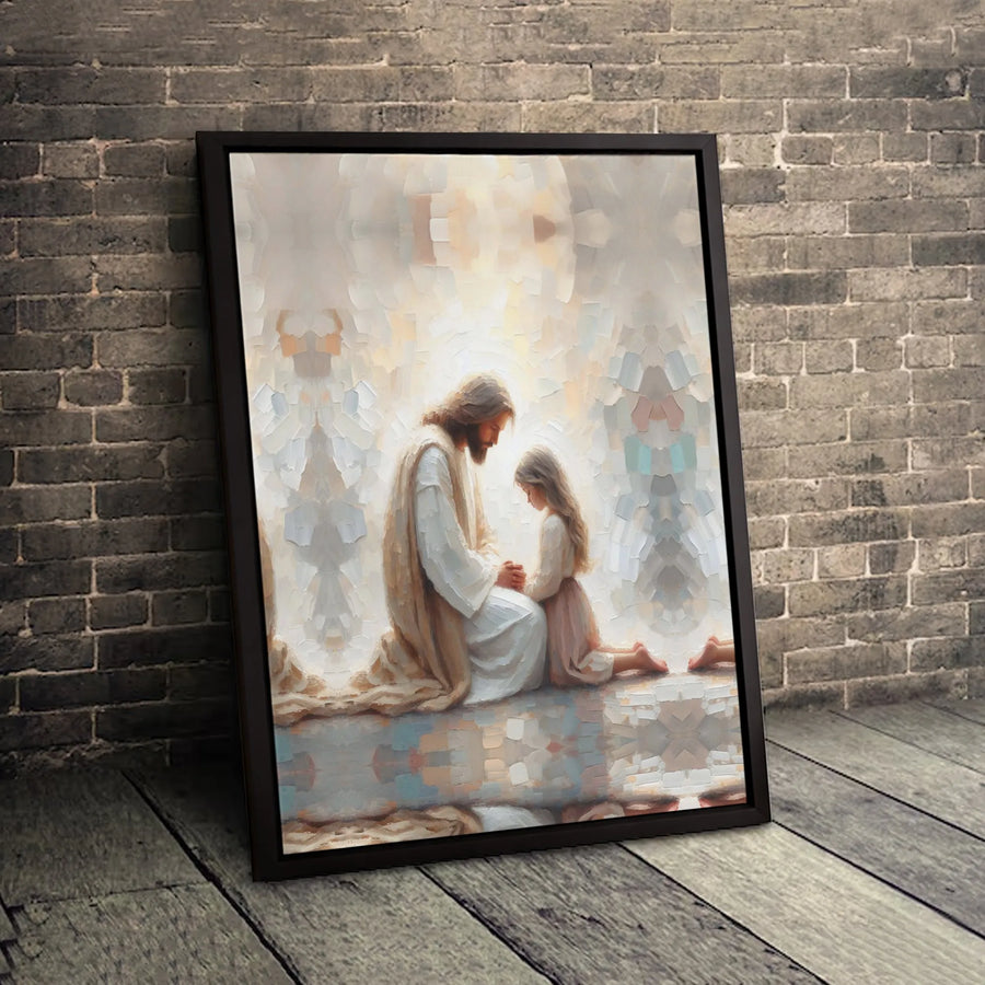 Jesus With Child Canvas Wall Art | Prayerful Spiritual Portrait | Premium Gallery-Wrapped Print | Religious Christian Home Decor Gift