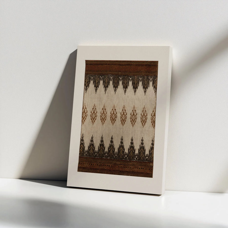 Ikat Wall Art Canvas Print | Traditional Bohemian Textile Pattern | Premium Gallery Wrapped Wood Frame | Ethnic Home Decor Gift