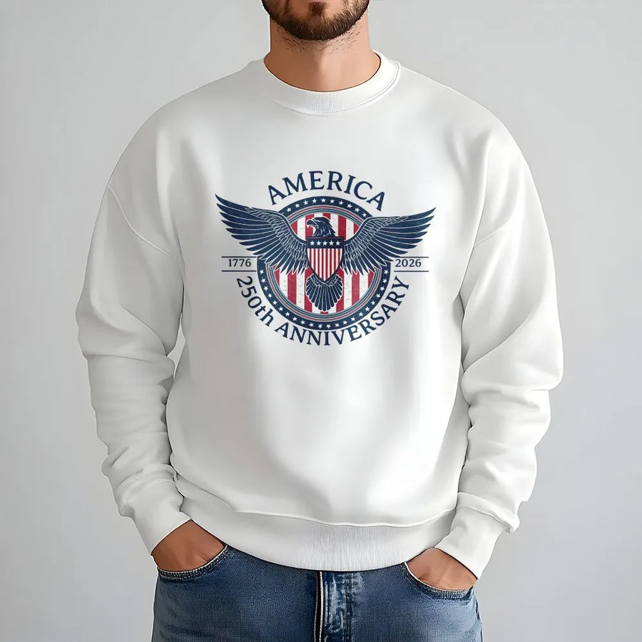 America 250th Anniversary Sweatshirt | Vintage 1776-2026 Eagle Badge | Premium Cotton Blend | Fourth of July Patriot Gift