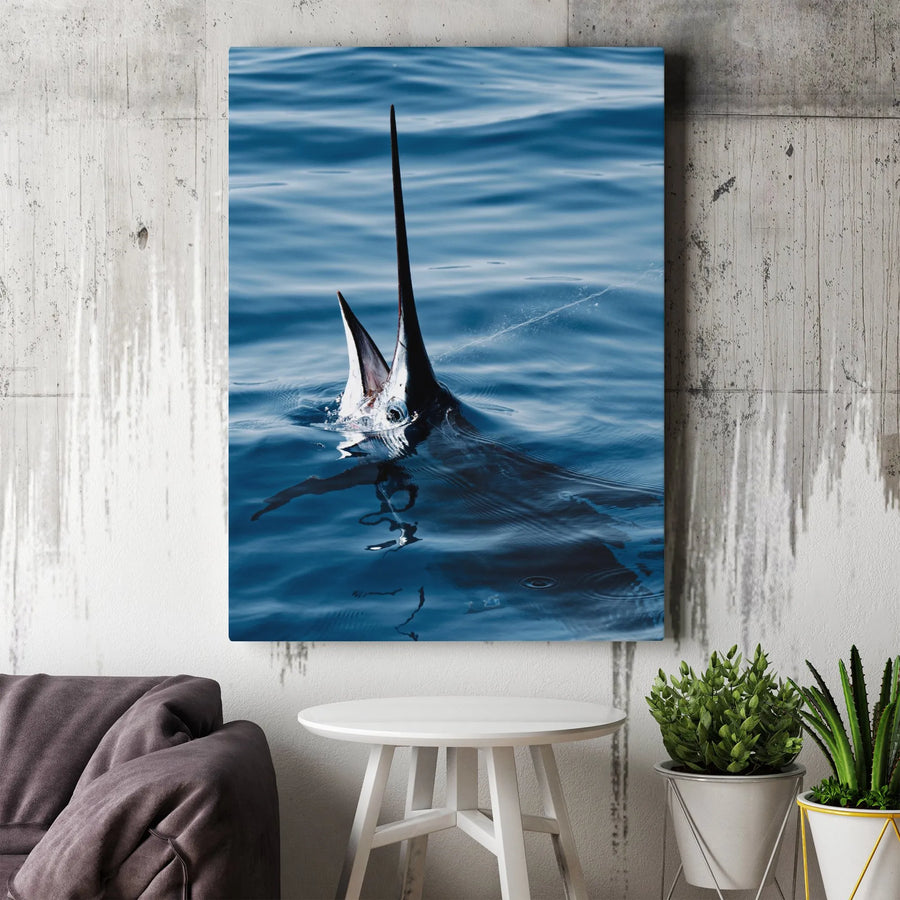 Sailfish Vertical Canvas | Ocean Life Photography Print | Premium Gallery Wrapped Canvas | Nautical Home Decor Gift for Fisherman